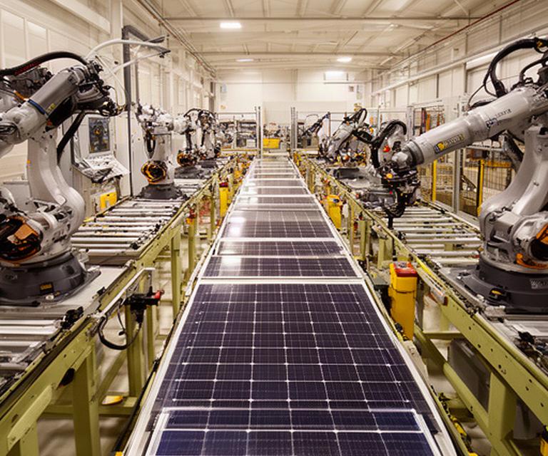 Línea automatizada de ensamblaje de paneles solares en la planta de Fuensalida