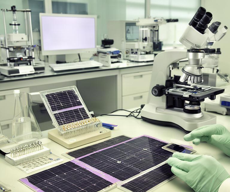 Laboratorio de investigación y desarrollo con muestras de células fotovoltaicas